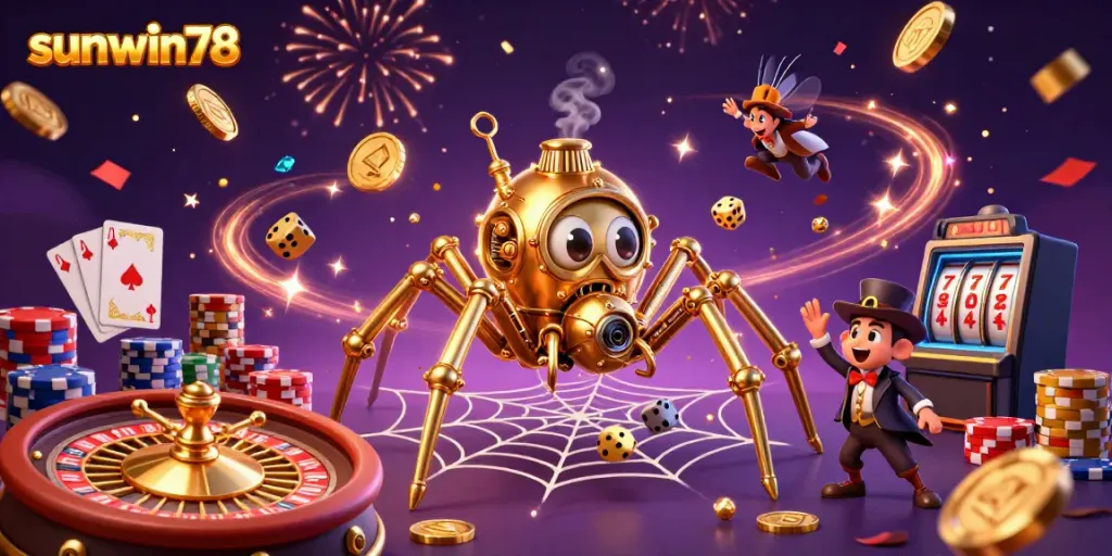 Experience thrilling wins with sunwin78 in a vibrant 3D casino atmosphere filled with golden treasures.
